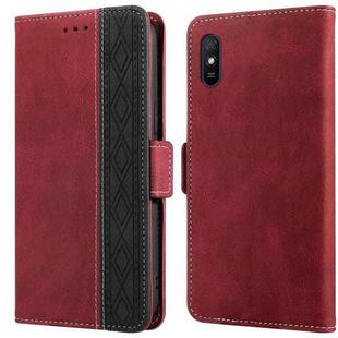 For Xiaomi Redmi 9A Stitching Side-Magnetic RFID Leather Phone Case(Red)