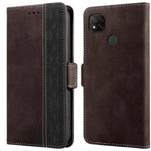 For Xiaomi Redmi 9C Stitching Side-Magnetic RFID Leather Phone Case(Coffee)