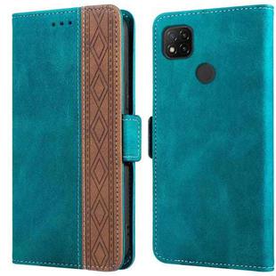 For Xiaomi Redmi 9C Stitching Side-Magnetic RFID Leather Phone Case(Dark Green)