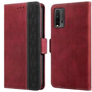 For Xiaomi Redmi 9T Stitching Side-Magnetic RFID Leather Phone Case(Red)