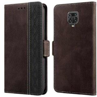 For Xiaomi Redmi Note 9 Pro 4G / 9S Stitching Side-Magnetic RFID Leather Phone Case(Coffee)