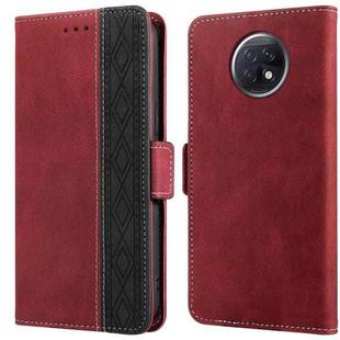 For Xiaomi Redmi Note 9T 5G Stitching Side-Magnetic RFID Leather Phone Case(Red)