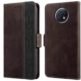For Xiaomi Redmi Note 9T 5G Stitching Side-Magnetic RFID Leather Phone Case(Coffee)