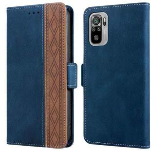 For Xiaomi Redmi Note 10 4G Stitching Side-Magnetic RFID Leather Phone Case(Royal Blue)