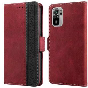 For Xiaomi Redmi Note 10 4G Stitching Side-Magnetic RFID Leather Phone Case(Red)