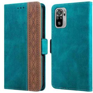 For Xiaomi Redmi Note 10 4G Stitching Side-Magnetic RFID Leather Phone Case(Dark Green)