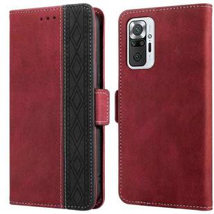 For Xiaomi Redmi Note 10 Pro Stitching Side-Magnetic RFID Leather Phone Case(Red)