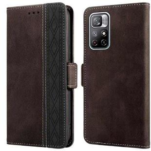 For Xiaomi Redmi Note 11 Stitching Side-Magnetic RFID Leather Phone Case(Coffee)