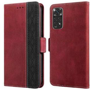 For Xiaomi Redmi Note 11 International Stitching Side-Magnetic RFID Leather Phone Case(Red)