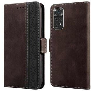 For Xiaomi Redmi Note 11 International Stitching Side-Magnetic RFID Leather Phone Case(Coffee)