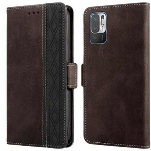 For Xiaomi Redmi Note 10 JP Version Stitching Side-Magnetic RFID Leather Phone Case(Coffee)