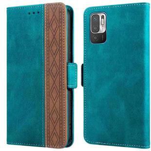 For Xiaomi Redmi Note 10 JP Version Stitching Side-Magnetic RFID Leather Phone Case(Dark Green)