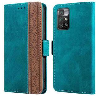 For Xiaomi Redmi 10 4G Stitching Side-Magnetic RFID Leather Phone Case(Dark Green)