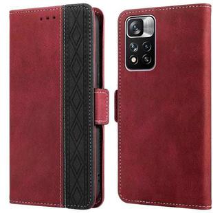 For Xiaomi Redmi Note 11 Pro Stitching Side-Magnetic RFID Leather Phone Case(Red)