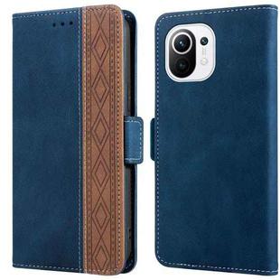 For Xiaomi Mi 11 Lite Stitching Side-Magnetic RFID Leather Phone Case(Royal Blue)