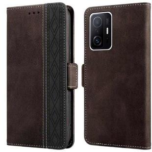 For Xiaomi Mi 11T Stitching Side-Magnetic RFID Leather Phone Case(Coffee)