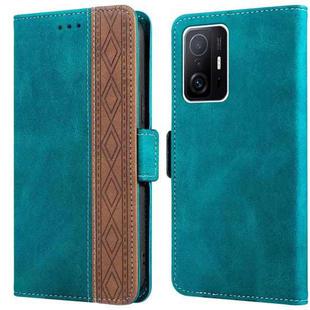 For Xiaomi Mi 11T Stitching Side-Magnetic RFID Leather Phone Case(Dark Green)