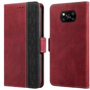 For Xiaomi Poco X3 Stitching Side-Magnetic RFID Leather Phone Case(Red)