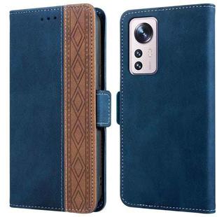 For Xiaomi 12 Stitching Side-Magnetic RFID Leather Phone Case(Royal Blue)