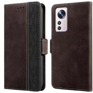 For Xiaomi 12 Stitching Side-Magnetic RFID Leather Phone Case(Coffee)