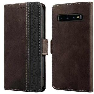 For Samsung Galaxy S10 Stitching Side-Magnetic RFID Leather Phone Case(Coffee)