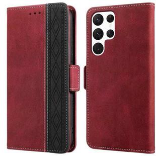 For Samsung Galaxy S22 Ultra 5G Stitching Side-Magnetic RFID Leather Phone Case(Red)