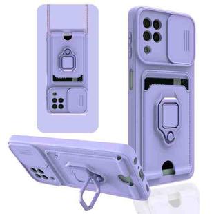 For Samsung Galaxy A22 4G Sliding Camera Cover Design TPU Phone Case(Purple)
