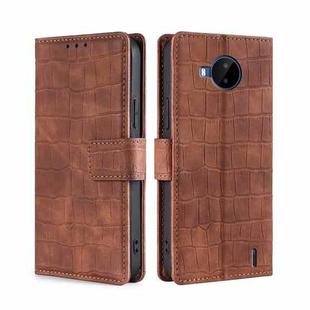 For Nokia C20 Plus Skin Feel Crocodile Texture Magnetic Clasp PU Leather Phone Case(Brown)