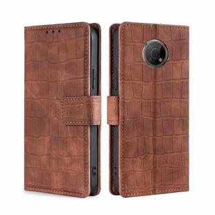 For Nokia G300 Skin Feel Crocodile Texture Magnetic Clasp PU Leather Phone Case(Brown)