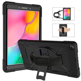 For Galaxy Tab A 8.0 (2019) T290 Contrast Color Silicone + PC Combination Case with Holder(Black)