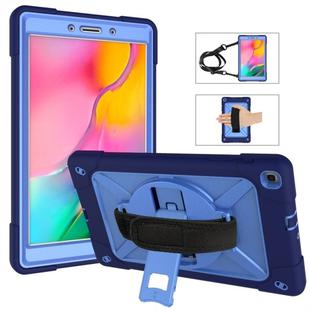 For Galaxy Tab A 8.0 (2019) T290 Contrast Color Silicone + PC Combination Case with Holder(Navy Blue + Blue)