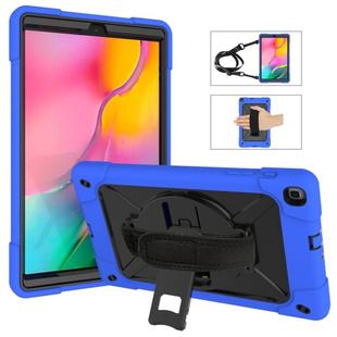 For Galaxy Tab A 10.1 (2019) T510 Contrast Color Silicone + PC Combination Case with Holder(Dark Blue + Black)