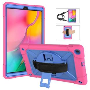 For Galaxy Tab A 10.1 (2019) T510 Contrast Color Silicone + PC Combination Case with Holder(Rose Red + Blue)