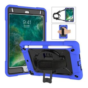 For iPad Mini 5 / 4 Contrast Color Silicone + PC Combination Case with Holder(Dark Blue + Black)