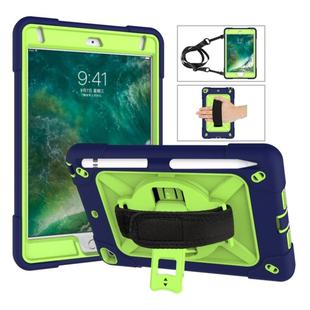 For iPad Mini 5 / 4 Contrast Color Silicone + PC Combination Case with Holder(Navy Blue + Olivine)