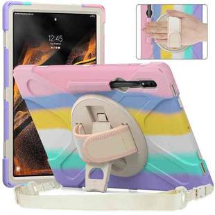For Samsung Galaxy Tab S8 Ultra X900 Silicone + PC Tablet Protective Case(Colorful Pink)