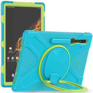 For Samsung Galaxy Tab S8 Ultra X900 Silicone + PC Tablet Protective Case(Light Blue+Yellow Green)