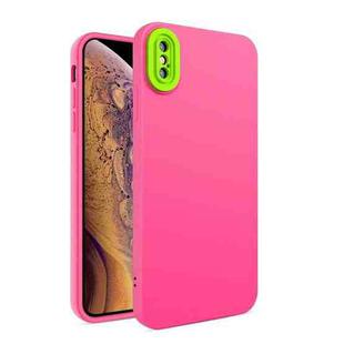 Eagle Eye Lens Oily Feel TPU + PC Phone Case For iPhone XS / X(Rose Red)