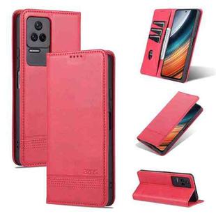 For Xiaomi Redmi K50 / K50 Pro AZNS Magnetic Calf Texture Leather Phone Case(Red)