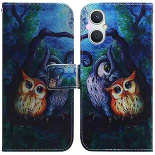 For OPPO A96 5G / Reno7 Z 5G Coloured Drawing Leather Phone Case(Oil Painting Owl)