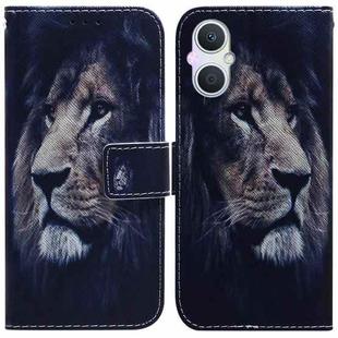 For OPPO A96 5G / Reno7 Z 5G Coloured Drawing Leather Phone Case(Lion)