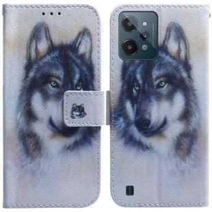 For OPPO Realme C31 Coloured Drawing Leather Phone Case(White Wolf)
