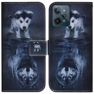 For OPPO Realme C31 Coloured Drawing Leather Phone Case(Wolf and Dog)