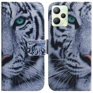 For OPPO Realme C35 Coloured Drawing Leather Phone Case(Tiger)