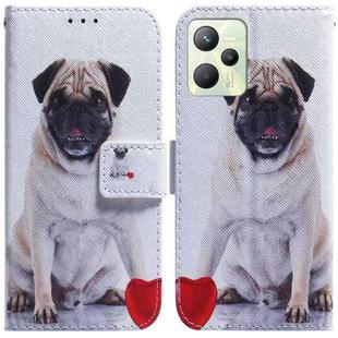 For OPPO Realme C35 Coloured Drawing Leather Phone Case(Pug)