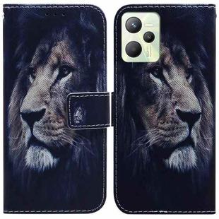 For OPPO Realme C35 Coloured Drawing Leather Phone Case(Lion)