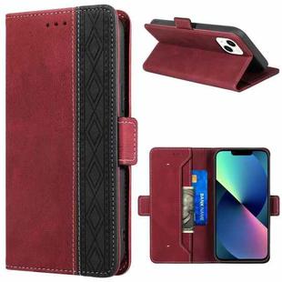 For iPhone 13 mini Stitching Magnetic RFID Leather Case (Red)