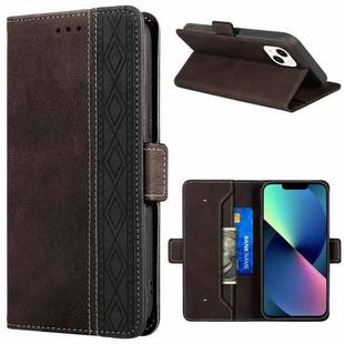 For iPhone 13 mini Stitching Magnetic RFID Leather Case (Coffee)