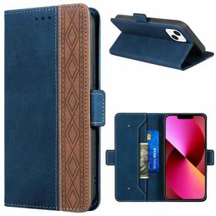 For iPhone 13 Stitching Magnetic RFID Leather Case(Royal Blue)