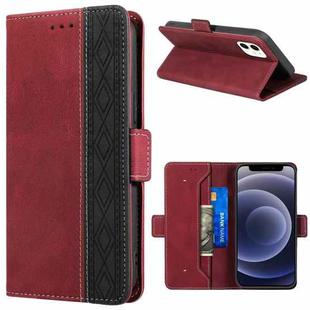 For iPhone 12 mini Stitching Magnetic RFID Leather Case (Red)
